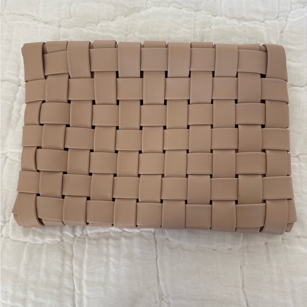 Woven Tan Clutch